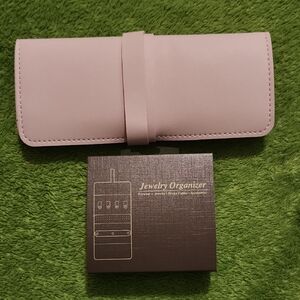 Pink Vegan Leather Jewelry Organizer Roll